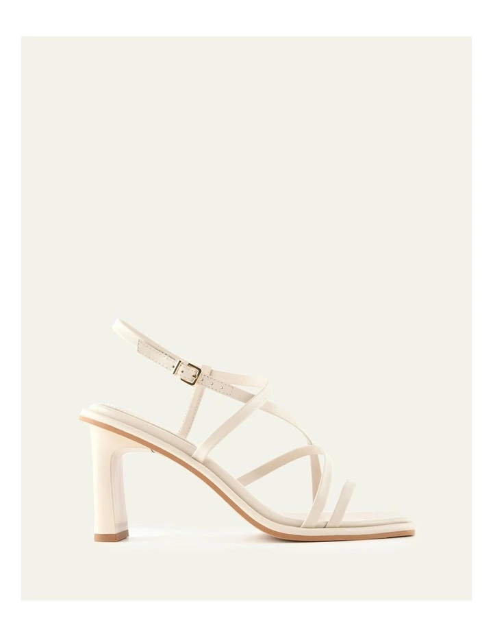 Bask High Heel Leather Sandals in Off White image 1