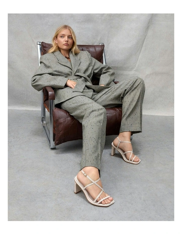 Bask High Heel Leather Sandals in Off White image 2