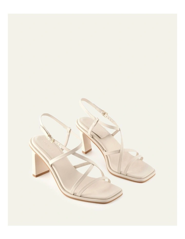 Bask High Heel Leather Sandals in Off White image 3