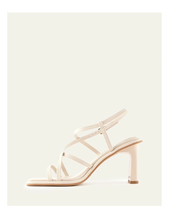 Bask High Heel Leather Sandals in Off White image 6