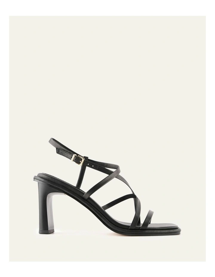 Bask High Heel Leather Sandals in Black image 1