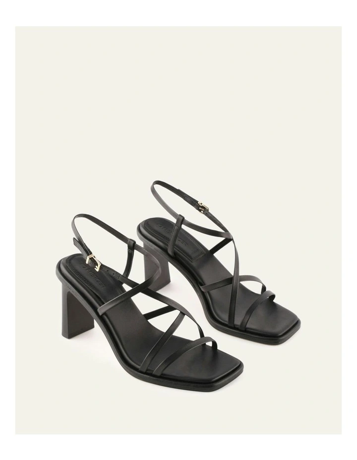 Bask High Heel Leather Sandals in Black image 2