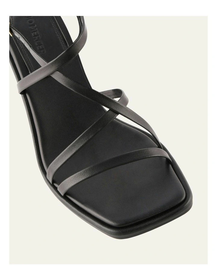Bask High Heel Leather Sandals in Black image 3