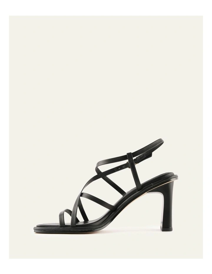 Bask High Heel Leather Sandals in Black image 5