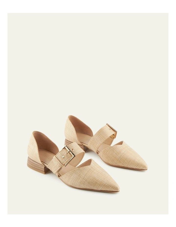Neela Dress Flats in Tan Raffia image 2