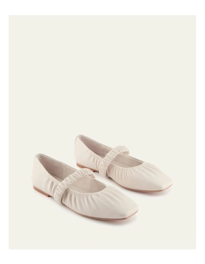 Keely Leather Flats Ballet in Off White image 2