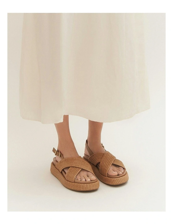 Mikey Flat Sandals in Tan Raffia image 2