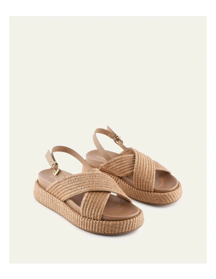 Mikey Flat Sandals in Tan Raffia image 3