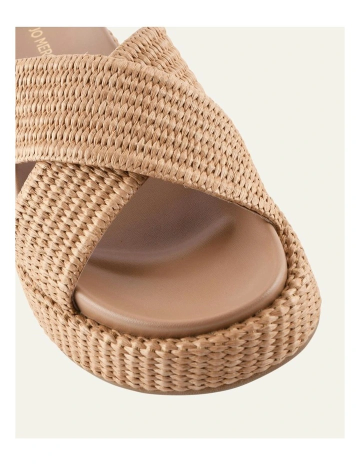 Mikey Flat Sandals in Tan Raffia image 4