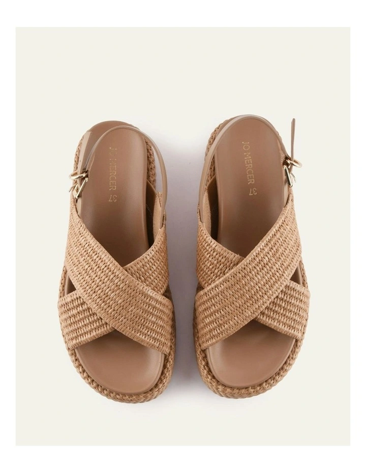 Mikey Flat Sandals in Tan Raffia image 7