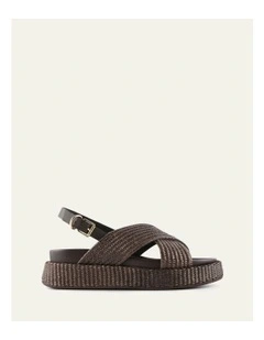 Mikey Flat Sandals in Bitter Choc Raffia