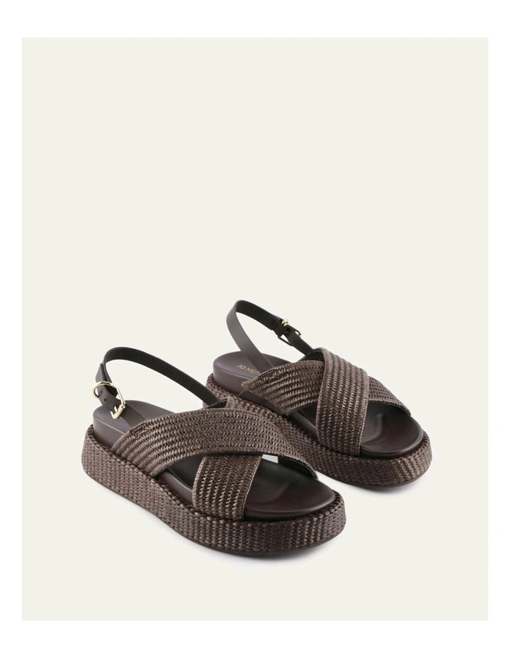 Mikey Flat Sandals in Bitter Choc Raffia image 3