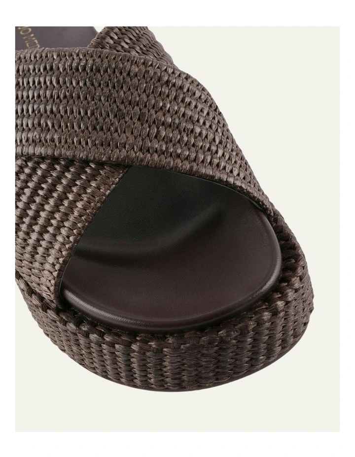 Mikey Flat Sandals in Bitter Choc Raffia image 4