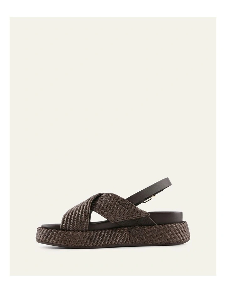 Mikey Flat Sandals in Bitter Choc Raffia image 6