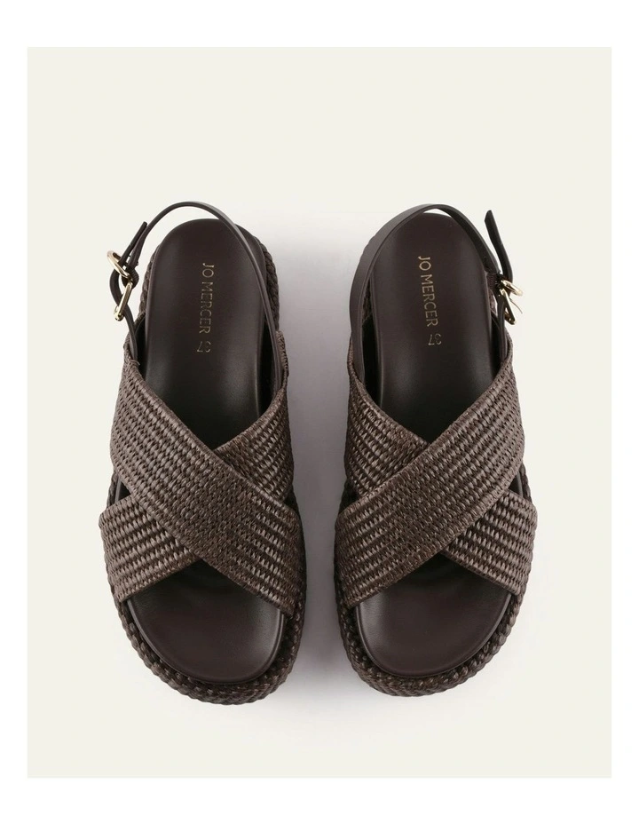 Mikey Flat Sandals in Bitter Choc Raffia image 7