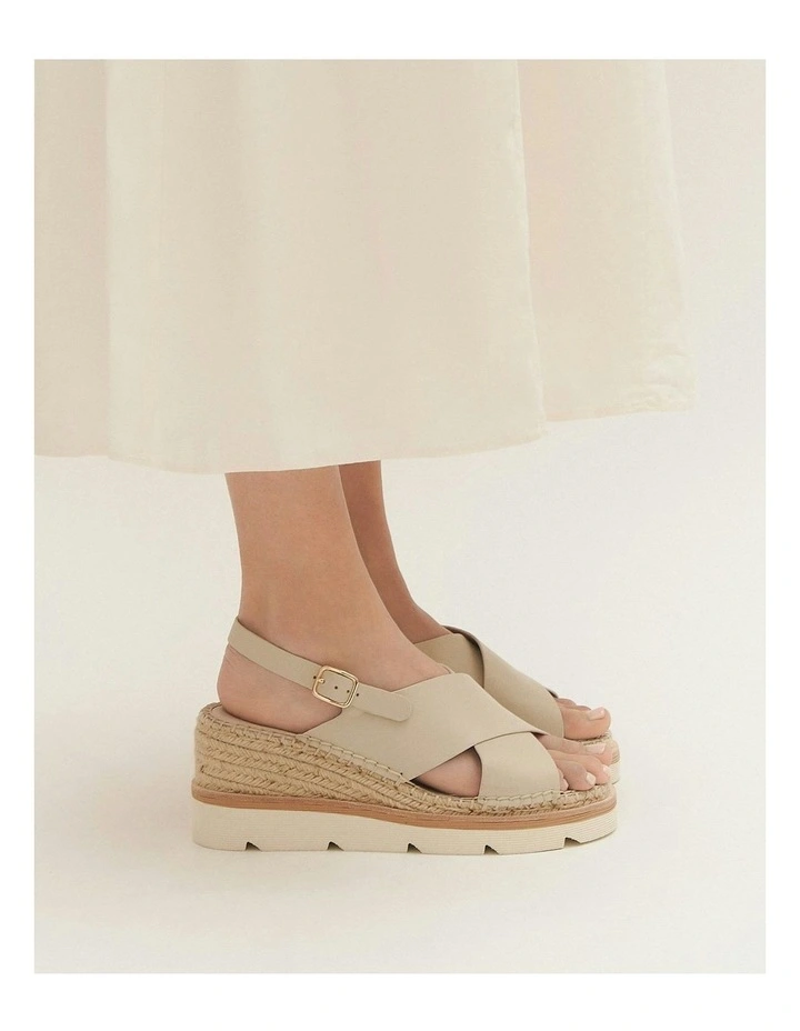 Kimberley Mid Wedge Leather Sandals in Bone image 2