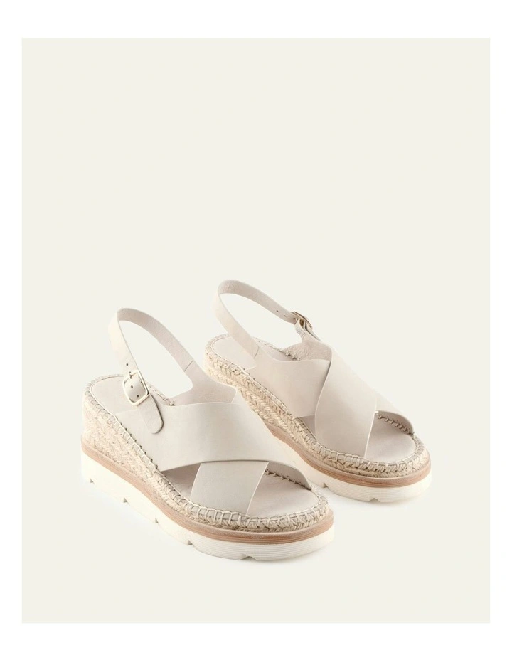 Kimberley Mid Wedge Leather Sandals in Bone image 3