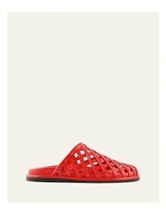 Oran Flat Slides Leather in Red