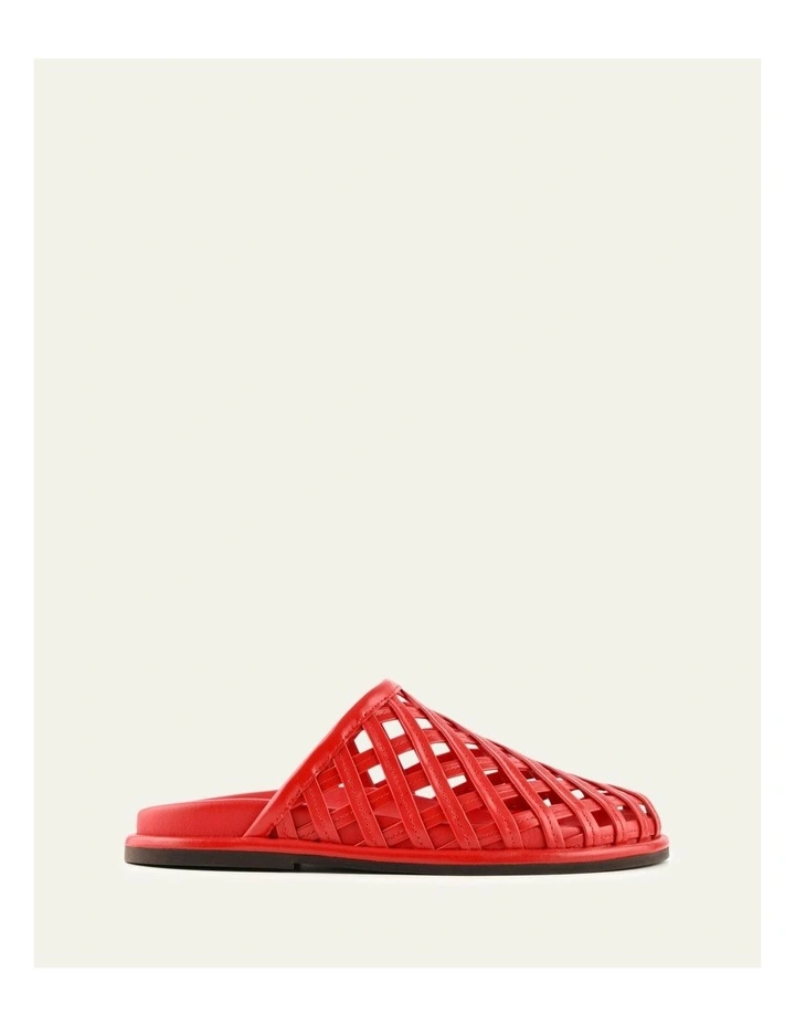 Oran Flat Slides Leather in Red image 1