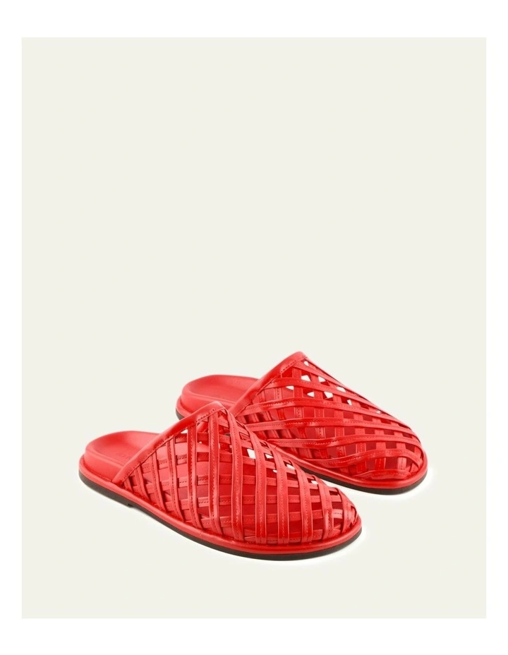 Oran Flat Slides Leather in Red image 3