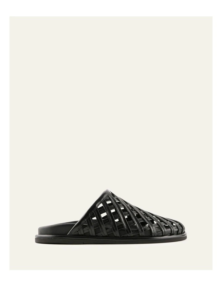 Oran Flat Slides Leather in Black image 1