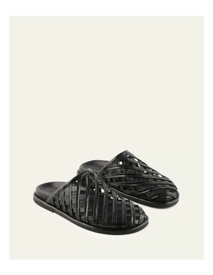 Oran Flat Slides Leather in Black image 2