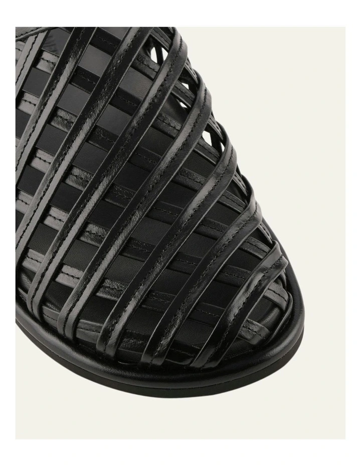Oran Flat Slides Leather in Black image 3
