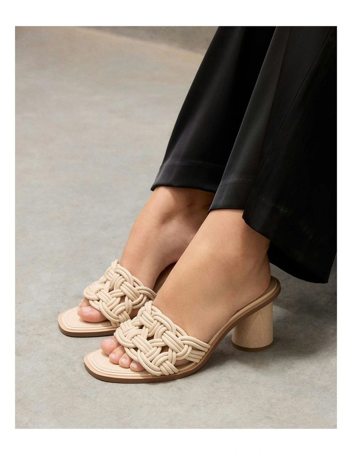 Cielo Mid Heel Leather Sandals in Vanilla image 2