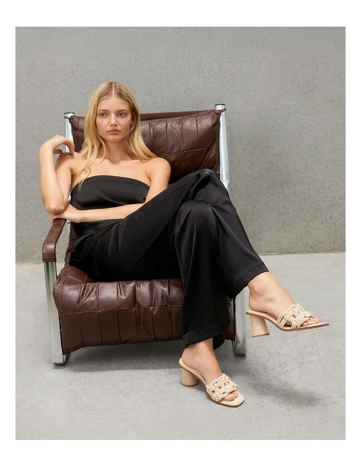 Cielo Mid Heel Leather Sandals in Vanilla image 7