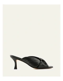 Essence Mid Heel Leather Sandals in Black