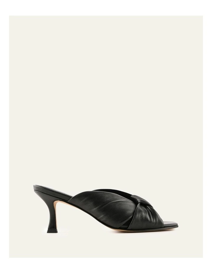 Essence Mid Heel Leather Sandals in Black image 1