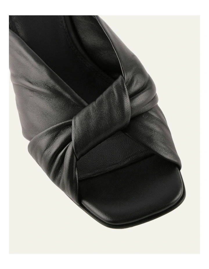 Essence Mid Heel Leather Sandals in Black image 4