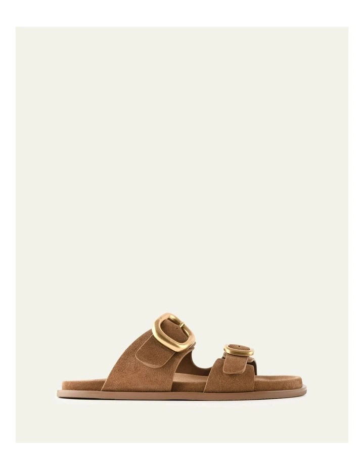 Sol Flat Suede Sandals in Biscuit Brown image 1