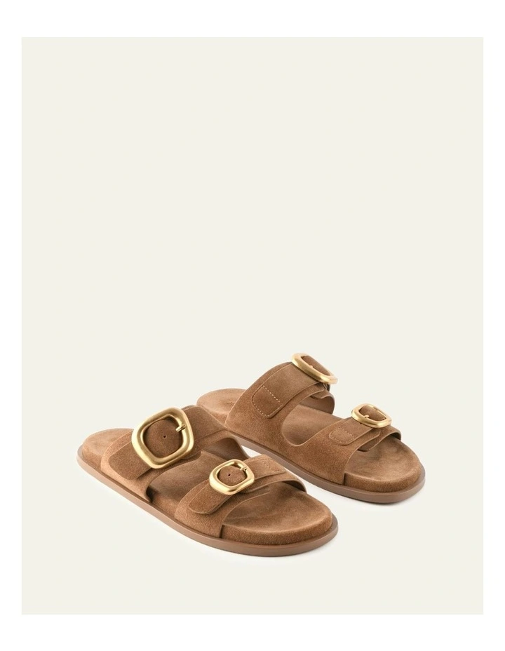 Sol Flat Suede Sandals in Biscuit Brown image 3
