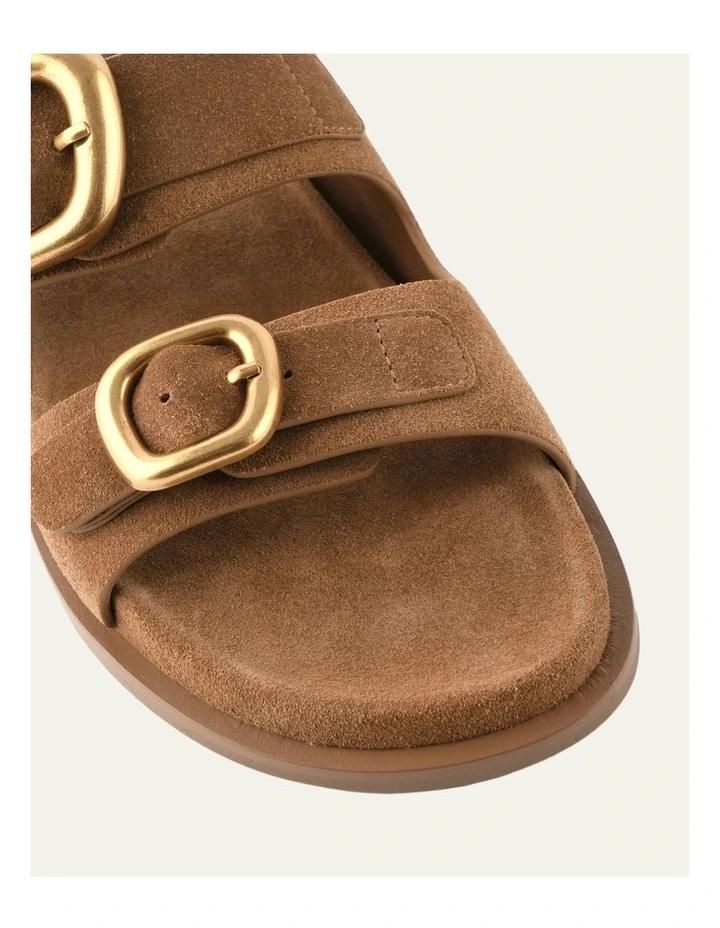Sol Flat Suede Sandals in Biscuit Brown image 4