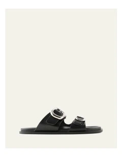 Sol Flat Leather Sandals in Black