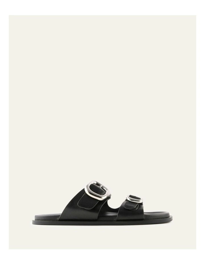 Sol Flat Leather Sandals in Black image 1