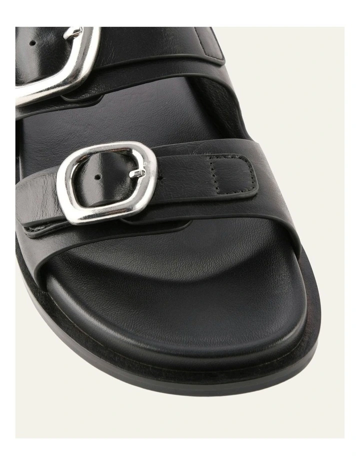 Sol Flat Leather Sandals in Black image 4