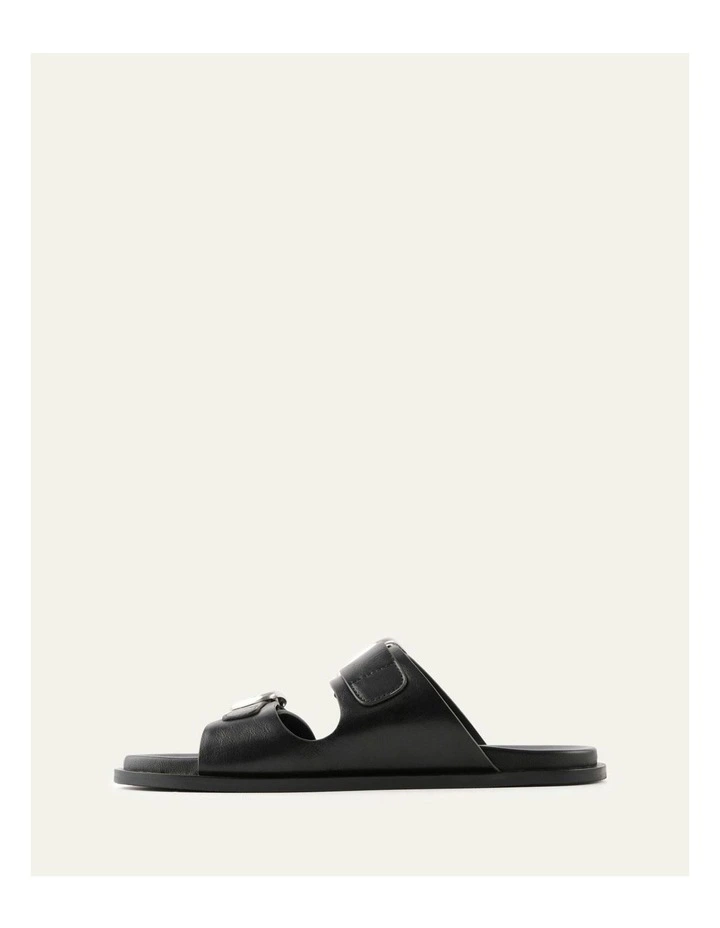 Sol Flat Leather Sandals in Black image 6