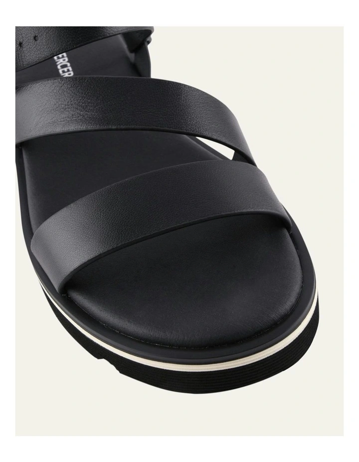 Iona Flat Leather Sandals in Black image 4