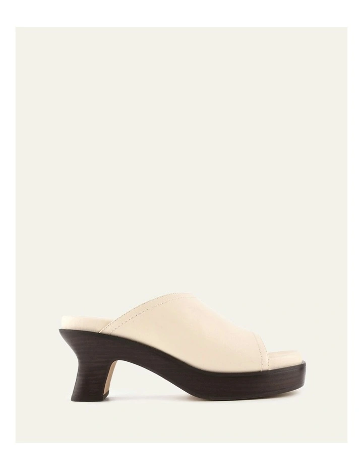 Palm Mid Heel Leather Sandals in Vanilla image 1