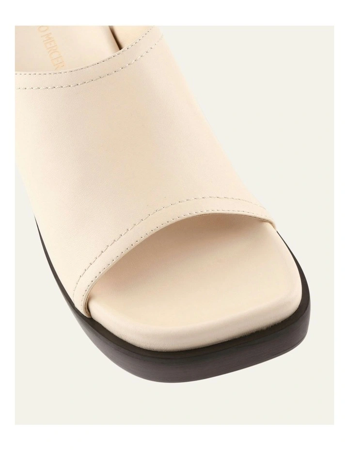 Palm Mid Heel Leather Sandals in Vanilla image 3