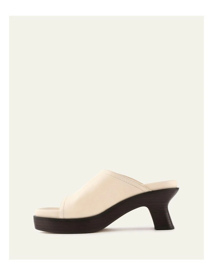 Palm Mid Heel Leather Sandals in Vanilla image 5