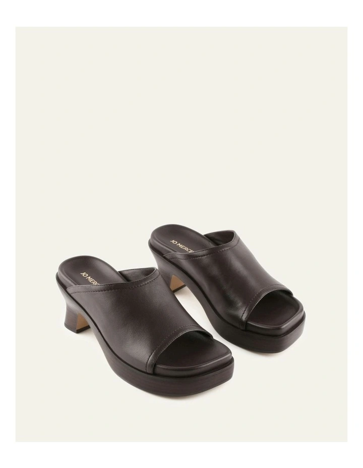 Palm Mid Heel Sandals in Bitter Chocolate Leather image 2