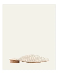 Lena Dress Flats in Off White Leather