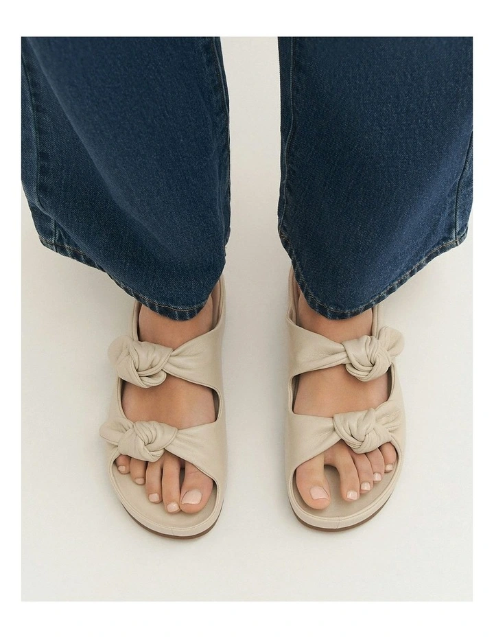 Blossom Flat Sandals in Off White Leather image 2