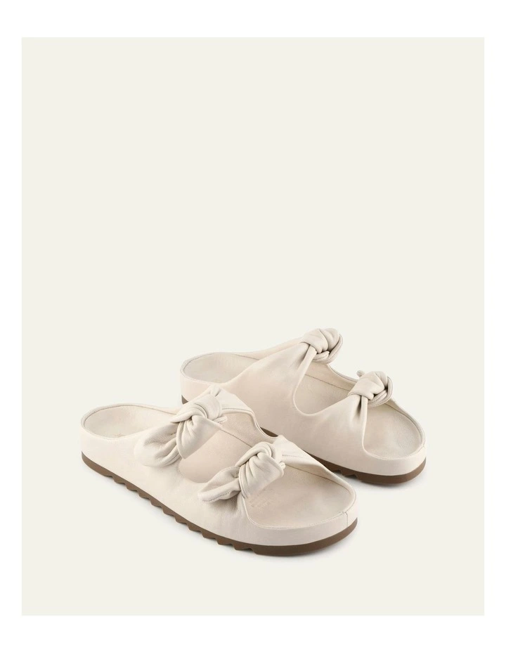 Blossom Flat Sandals in Off White Leather image 3