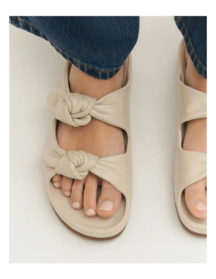 Blossom Flat Sandals in Off White Leather image 7