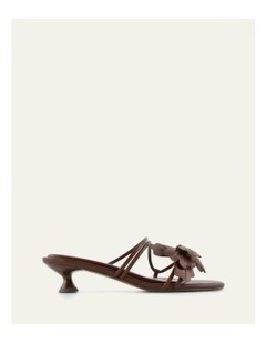 Blaze Leather Mid Heel Sandals in Pecan