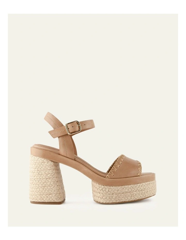 Fisher Leather High Heel Platform Sandals in Tan image 1